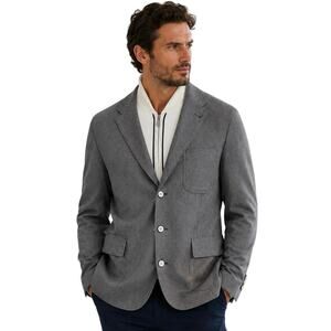 Corneliani ID Blazer Jacket Removable Bib US 42R EU 52 Italy Blue Grey Stripes
